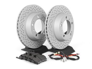 ES#2594725 - 98661236500RPKT - Rear Brake Service Kit - Featuring Zimmerman Z-Coated rotors and Hawk HPS brake pads - Assembled By ECS - Porsche