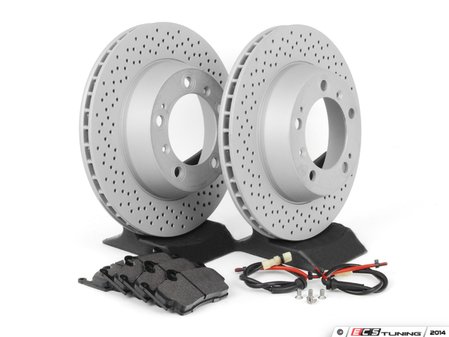 ES#2594725 - 98661236500RPKT - Rear Brake Service Kit - Featuring Zimmerman Z-Coated rotors and Hawk HPS brake pads - Assembled By ECS - Porsche
