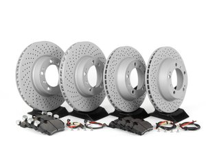ES#2594724 - 98661236500PERKT - Front & Rear Brake Service Kit - Featuring Zimmerman Z-Coated rotors and Hawk HPS brake pads - Assembled By ECS - Porsche