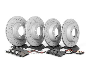 ES#2594740 - 98735240301PERKT - Performance Front & Rear Brake Service Kit - Featuring Zimmerman Z-Coated rotors and Hawk HPS brake pads - Assembled By ECS - Porsche
