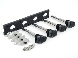 ES#2713395 - 002598ECS08KT - 2.0T Coil Pack Conversion Kit - Stage 2 - Includes wrinkle black conversion plate -w- black 2.0T coils and silver hold down kit - ECS - Audi Volkswagen
