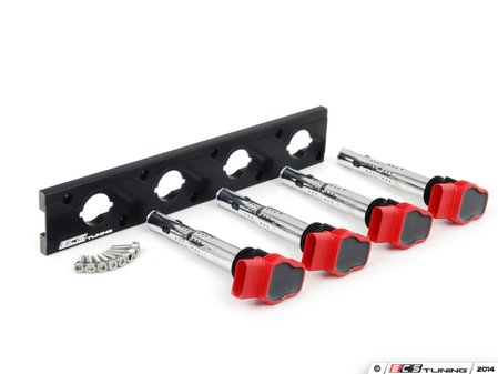 ES#2713399 - 002598ECS09KT - 2.0T Coil Pack Conversion Kit - Stage 1 - Includes anodized black conversion plate -w- red 2.0T coils - ECS - Audi Volkswagen
