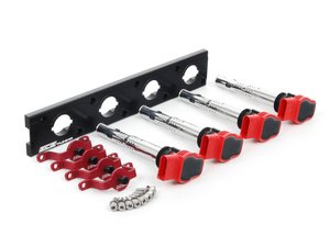 ES#2713402 - 002598ECS11KT - 2.0T Coil Pack Conversion Kit - Stage 2 - Includes anodized black conversion plate -w- red 2.0T coils and red hold down kit - ECS - Audi Volkswagen