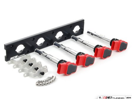 ES#2713401 - 002598ECS12KT - 2.0T Coil Pack Conversion Kit - Stage 2 - Includes anodized black conversion plate -w- red 2.0T coils and silver hold down kit - ECS - Audi Volkswagen