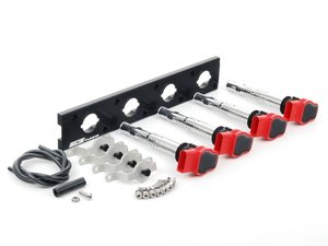 ES#2713432 - 002598ECS12AKT - 2.0T Coil Pack Conversion Kit - Stage 2 - Includes anodized black conversion plate -w- red 2.0T coils and silver hold down kit - Assembled By ECS - Audi Volkswagen