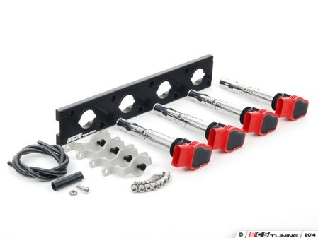 ES#2713432 - 002598ECS12AKT - 2.0T Coil Pack Conversion Kit - Stage 2 - Includes anodized black conversion plate -w- red 2.0T coils and silver hold down kit - Assembled By ECS - Audi Volkswagen