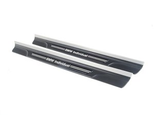 ES#2643145 - 51477893601KT - Door Sill Kit With "BMW Individual" Insignia - Includes both left and right sides featuring a polished "BMW Individual" logo - Genuine BMW - BMW