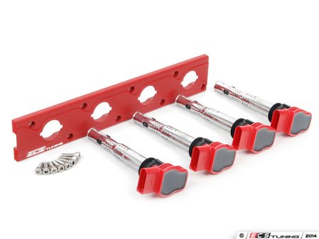 ES#2713404 - 002598ECS17KT - 2.0T Coil Pack Conversion Kit - Stage 1 - Includes wrinkle red conversion plate -w- red 2.0T coils - ECS - Audi Volkswagen