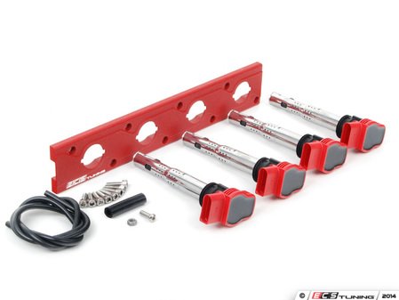 ES#2713443 - 002598ECS17AKT - 2.0T Coil Pack Conversion Kit - Stage 1 - Includes wrinkle red conversion plate -w- red 2.0T coils - Assembled By ECS - Audi Volkswagen