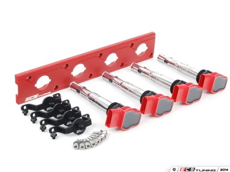 ES#2713406 - 002598ECS18KT - 2.0T Coil Pack Conversion Kit - Stage 2 - Includes wrinkle red conversion plate -w- red 2.0T coils and black hold down kit - ECS - Audi Volkswagen