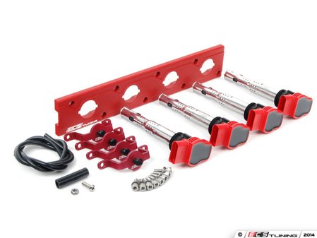 ES#2713445 - 002598ECS19AKT - 2.0T Coil Pack Conversion Kit - Stage 2 - Includes wrinkle red conversion plate -w- red 2.0T coils and red hold down kit - Assembled By ECS - Audi Volkswagen