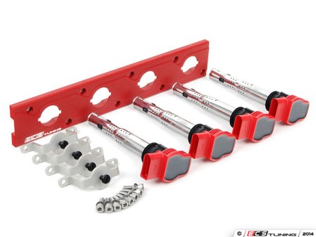 ES#2713403 - 002598ECS20KT - 2.0T Coil Pack Conversion Kit - Stage 2 - Includes wrinkle red conversion plate -w- red 2.0T coils and silver hold down kit - ECS - Audi Volkswagen