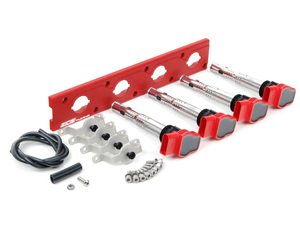 ES#2713441 - 002598ECS20AKT - 2.0T Coil Pack Conversion Kit - Stage 2 - Includes wrinkle red conversion plate -w- red 2.0T coils and silver hold down kit - Assembled By ECS - Audi Volkswagen