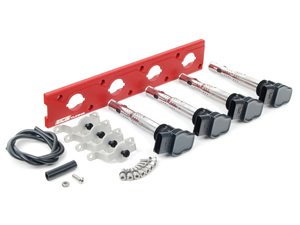 ES#2713446 - 002598ECS24AKT - 2.0T Coil Pack Conversion Kit - Stage 2 - Includes wrinkle red conversion plate -w- black 2.0T coils and silver hold down kit - Assembled By ECS - Audi Volkswagen