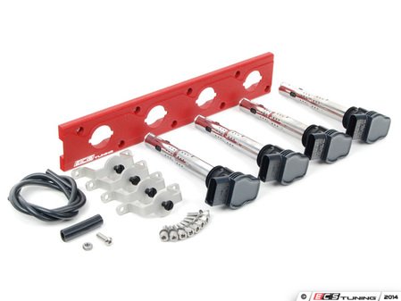 ES#2713446 - 002598ECS24AKT - 2.0T Coil Pack Conversion Kit - Stage 2 - Includes wrinkle red conversion plate -w- black 2.0T coils and silver hold down kit - Assembled By ECS - Audi Volkswagen