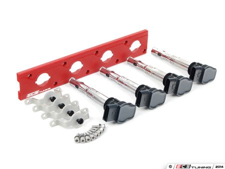 ES#2713413 - 002598ECS24KT - 2.0T Coil Pack Conversion Kit - Stage 2 - Includes wrinkle red conversion plate -w- black 2.0T coils and silver hold down kit - ECS - Audi Volkswagen