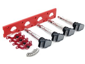 ES#2713416 - 002598ECS23KT - 2.0T Coil Pack Conversion Kit - Stage 2 - Includes wrinkle red conversion plate -w- black 2.0T coils and red hold down kit - ECS - Audi Volkswagen