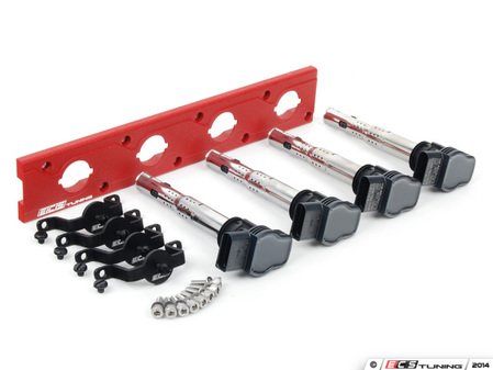 ES#2713414 - 002598ECS22KT - 2.0T Coil Pack Conversion Kit - Stage 2 - Includes wrinkle red conversion plate -w- black 2.0T coils and black hold down kit - ECS - Audi Volkswagen