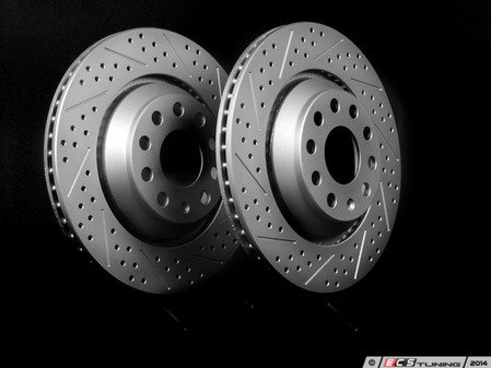 ES#2189770 - 1K0615601NKT3 - Rear Cross Drilled & Slotted Brake Rotors - Pair (310x22) - (NO LONGER AVAILABLE) - Featuring GEOMET protective coating. - ECS - 
