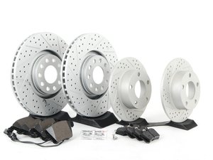 ES#2678141 - 4B0601XSGMTRKT - Performance Front & Rear Brake Service Kit - (NO LONGER AVAILABLE) - Featuring ECS GEOMET Drilled & Slotted rotors and Hawk HPS pads - Assembled By ECS - 