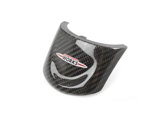 ES#250374 - 32302147228 - Carbon Fiber JCW Cover For Sport Wheel - Newer style lower center CF JCW logo for the sport steering wheel - Genuine MINI - MINI