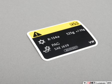 ES#3423640 - 5C6010008 - A/C Recharge Level Sticker - Priced Each - Describes PAG oil type and charge level - Genuine Volkswagen Audi - Volkswagen