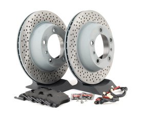 ES#2594687 - 98735140101ROEKT - Rear Brake Service Kit - Featuring Sebro rotors and Textar brake pads - Assembled By ECS - Porsche