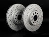ES#2167540 - 1K0615301AAKT12 -  Front Cross Drilled & Slotted Brake Rotors - Pair (312x25) - (NO LONGER AVAILABLE) - Featuring GEOMET protective coating. - ECS - Audi Volkswagen