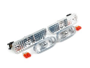 ES#2528675 - 1J0998001KT - Rough Style Side Marker Set - Clear - (NO LONGER AVAILABLE) - Bumper and fender mounted clear side markers with amber bulbs - ECS - 