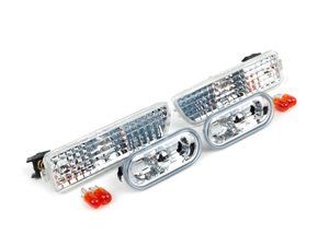 ES#2730390 - 1J0998001KT2 - Smooth Style Side Marker Set - Clear - (NO LONGER AVAILABLE) - Bumper and fender mounted clear side markers with amber bulbs - ECS - 