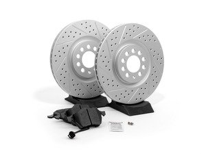 ES#2594083 - 8L0337PRFXS - Performance Front Brake Service Kit (312x25) - Featuring ECS GEOMET Drilled & Slotted rotors and Hawk HPS pads - Assembled By ECS - 