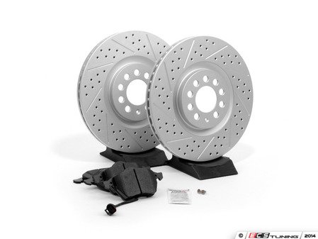 ES#2594083 - 8L0337PRFXS - Performance Front Brake Service Kit (312x25) - Featuring ECS GEOMET Drilled & Slotted rotors and Hawk HPS pads - Assembled By ECS - 