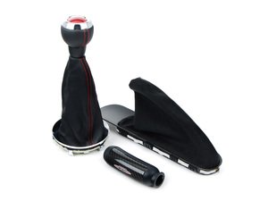 ES#2643150 - 25117638583KT3 - JCW Shift Knob / Emergency Brake Upgrade Trim Kit - (NO LONGER AVAILABLE) - Includes GP2 Shift knob, JCW Emergency Brake Alcantara Boot, and Emergency Brake JCW Handle - Leather / Carbon Fiber (JCW logo) - Genuine MINI - 