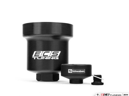 ES#2730475 - 003602ECS01A02AK - Billet Aluminum Oil Filter Housing With Removal Tool - Black Anodized - Aluminum replacement for plastic OE filter housing with 36mm socket - Assembled By ECS - Audi Volkswagen