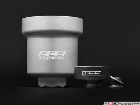 ES#2608273 - 06D115408AKT -  Billet Aluminum Oil Filter Housing With Removal Tool - Silver Anodized - Aluminum replacement for plastic OE filter housing with 36mm socket - Assembled By ECS - Audi Volkswagen