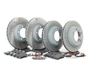 ES#2594741 - 98735240301OEKT - Front & Rear Brake Service Kit - Featuring Sebro rotors and Textar brake pads - Assembled By ECS - Porsche