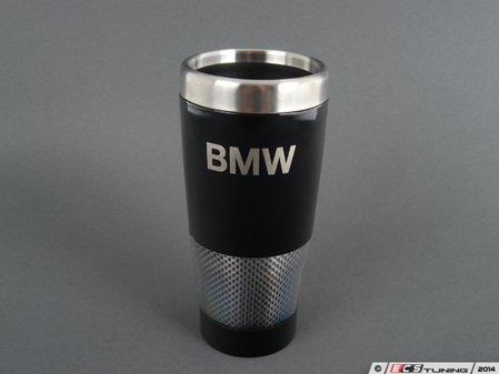 ES#256707 - 80902149943 - BMW Carbon Effect Travel Mug - (NO LONGER AVAILABLE) - Black with a silver carbon ring - Genuine BMW - 