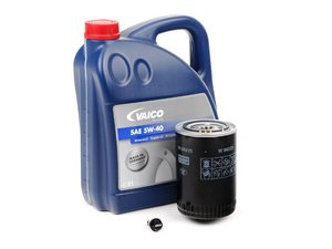 ES#2731738 - MK44C3KKT3 -  Oil Service Kit - With ECS Magnetic Drain Plug - Includes large Mann oil filter and Vaico 5w-40 oil - Assembled By ECS - Audi Volkswagen