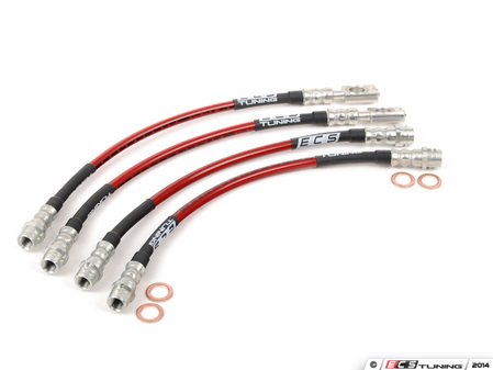 ES#1313 - A6QSSBLK - Front & Rear Exact-Fit Stainless Steel Brake Lines - Kit - Complete set of DOT-compliant lines for an improved pedal feel - ECS - Audi