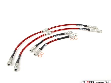 ES#5974 - 1KM698000 - Front & Rear Exact-Fit Stainless Steel Brake Lines - Kit - Complete set of DOT-compliant lines for an improved pedal feel - ECS - Audi Volkswagen