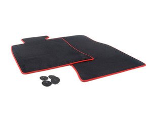 ES#2673935 - 51477330809 - JCW GP2 MINI Floor Mats Front Set - Priced As Set (LHD) - Replace or upgrade to factory GP2 MINI mats : black velour with red piping - Genuine MINI - MINI