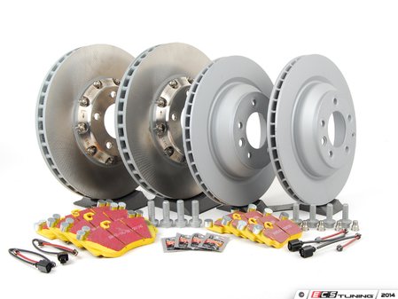 ES#2602383 - 95535140161PEKT1 - Front & Rear Brake Service Kit - Featuring genuine Porsche and Zimmerman Z-coated rotors, and EBC YellowStuff brake pads - Assembled By ECS - Porsche
