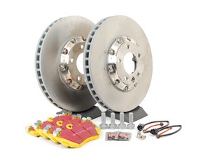 ES#2602378 - 95535140161FPKT1 - Front Brake Service Kit - Featuring genuine Porsche rotors and EBC YellowStuff brake pads - Assembled By ECS - Porsche