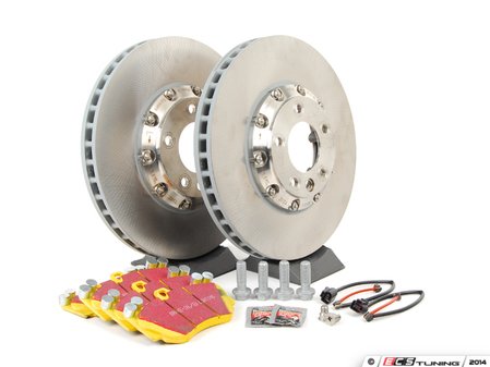 ES#2602378 - 95535140161FPKT1 - Front Brake Service Kit - Featuring genuine Porsche rotors and EBC YellowStuff brake pads - Assembled By ECS - Porsche
