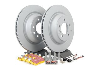 ES#2602370 - 95535240300RPKT - Rear Brake Service Kit - Featuring Zimmerman Z-Coated rotors and EBC YellowStuff brake pads - Assembled By ECS - Porsche