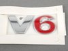 ES#3431 - 1J0853675AAGQF - "V6" Emblem - (NO LONGER AVAILABLE) - Chrome / Red stick on emblem - Genuine Volkswagen Audi - 