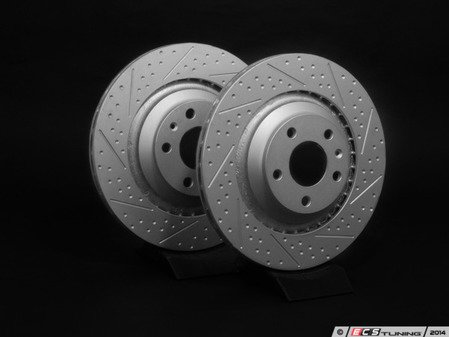 ES#2539140 - 4F0601FXSGMTLR - Rear Dimpled & Slotted Brake Rotors - Pair (330x22) - (NO LONGER AVAILABLE) - Featuring GEOMET protective coating. - ECS - 