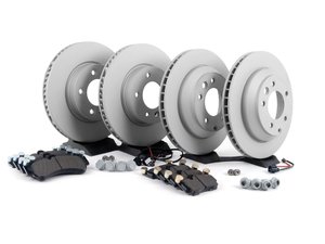 ES#2602249 - 95535140141PEKT - Performance Front & Rear Brake Service Kit - Featuring Zimmerman Z-Coated rotors and Hawk HPS brake pads - Assembled By ECS - Porsche