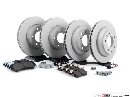 ES#2602249 - 95535140141PEKT - Performance Front & Rear Brake Service Kit - Featuring Zimmerman Z-Coated rotors and Hawk HPS brake pads - Assembled By ECS - Porsche