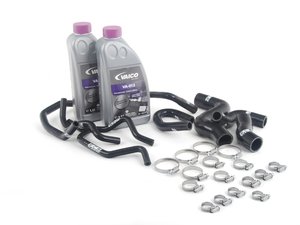 ES#2739867 - 003590ECS01KT2 -  8 Piece Silicone Coolant Hose Kit With Clamps And Coolant - Black - Silicone coolant hose kit to upgrade from your stock rubber hoses - ECS - 